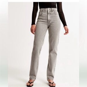 Abercrombie & Fitch Women's 90’s Ultra High Rise Straight Gray Jeans
